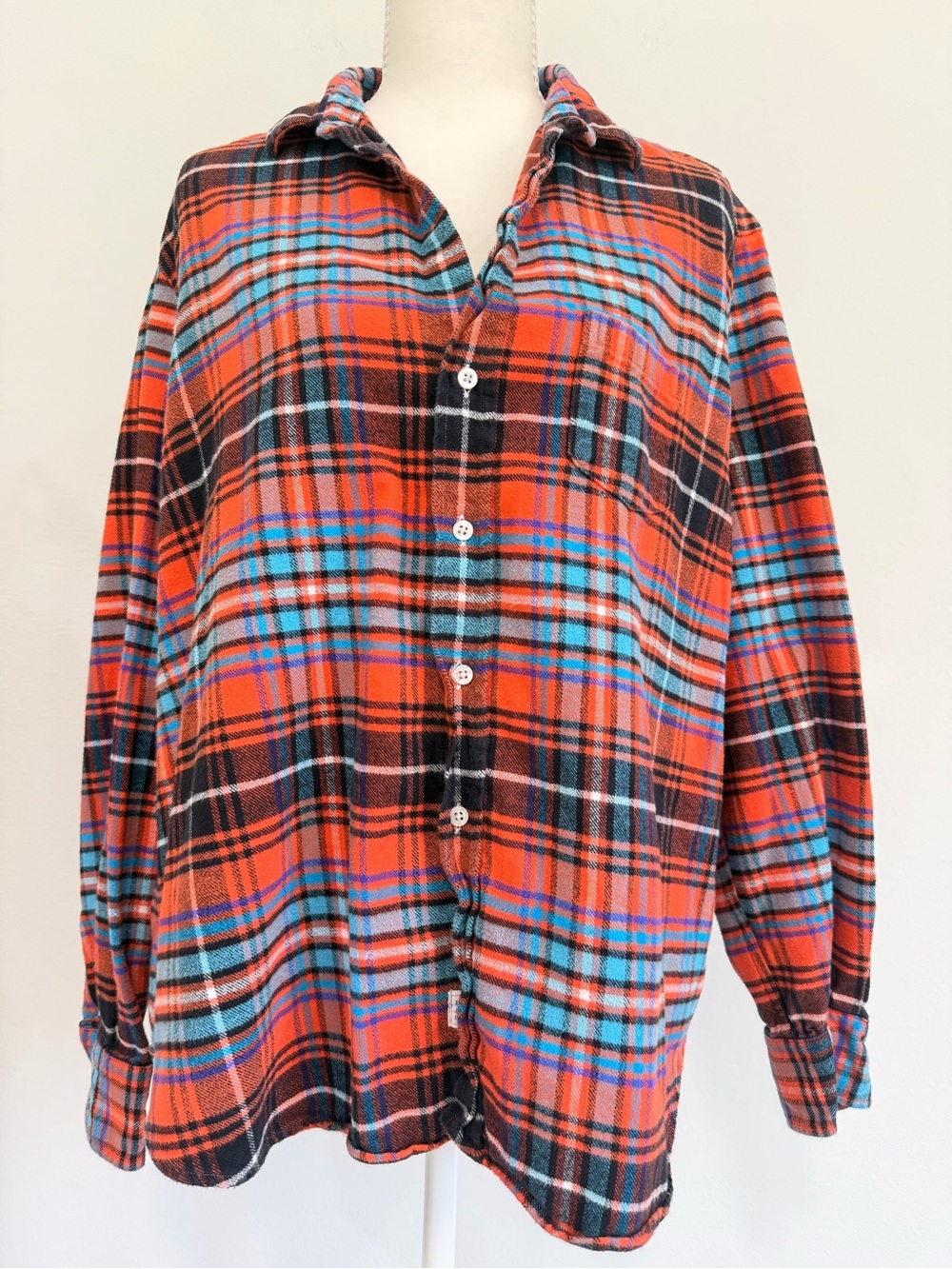 Frank & Eileen The Eileen Button Up in Orang Blue and Black Plaid - Picture 3 of 8